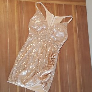 Rose gold sequin cocktail dress